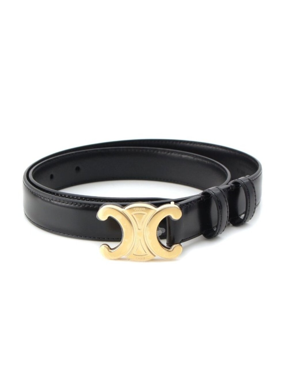 Celine Triomphe Leather Belt Black 75